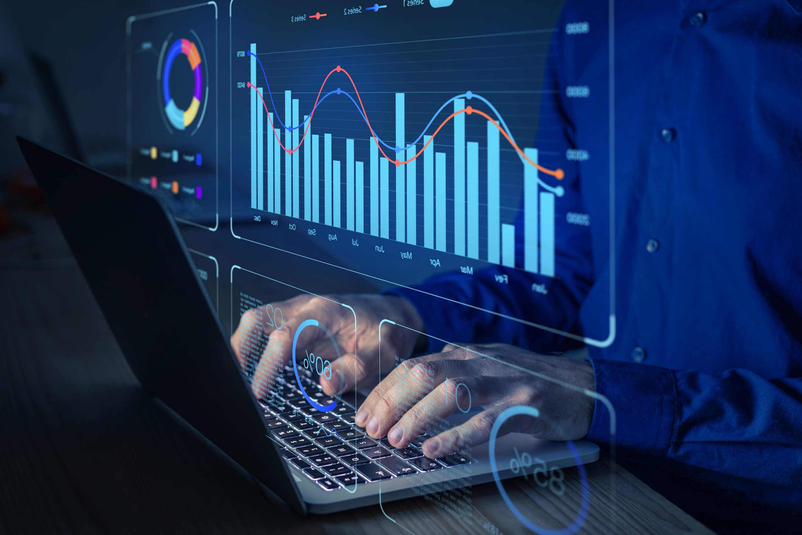 Data,Analyst,Working,On,Business,Analytics,Dashboard,With,Charts,,Metrics
