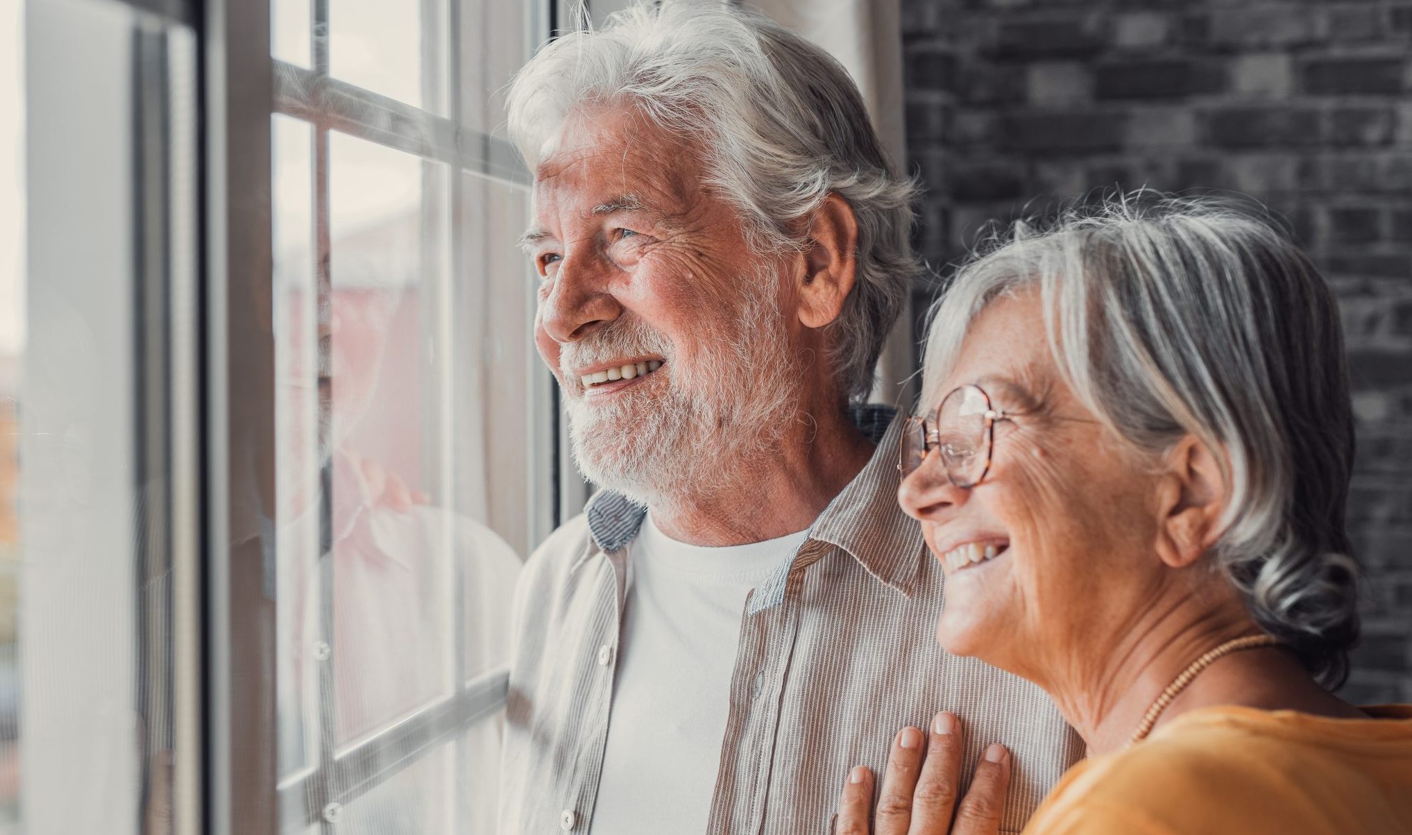 Happy,Bonding,Loving,Middle,Aged,Senior,Retired,Couple,Standing,Near