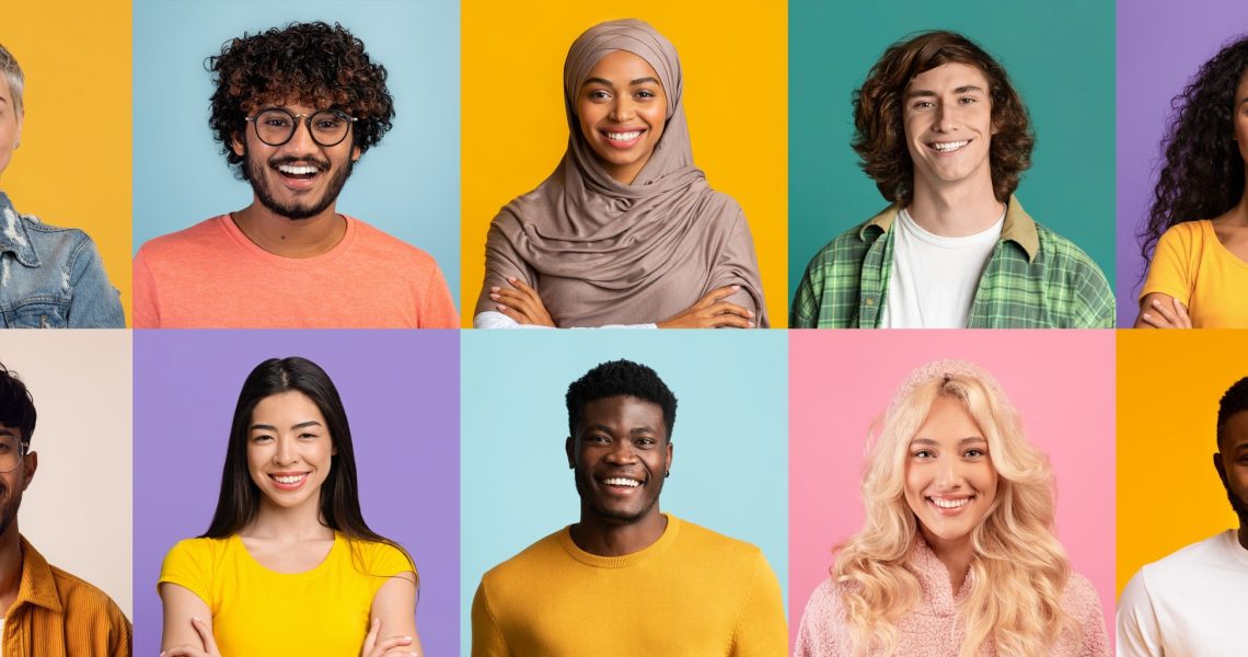 Set,Of,Closeup,Studio,Portraits,Of,Happy,People,Men,And