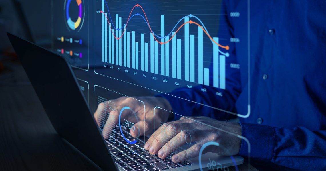 Data,Analyst,Working,On,Business,Analytics,Dashboard,With,Charts,,Metrics