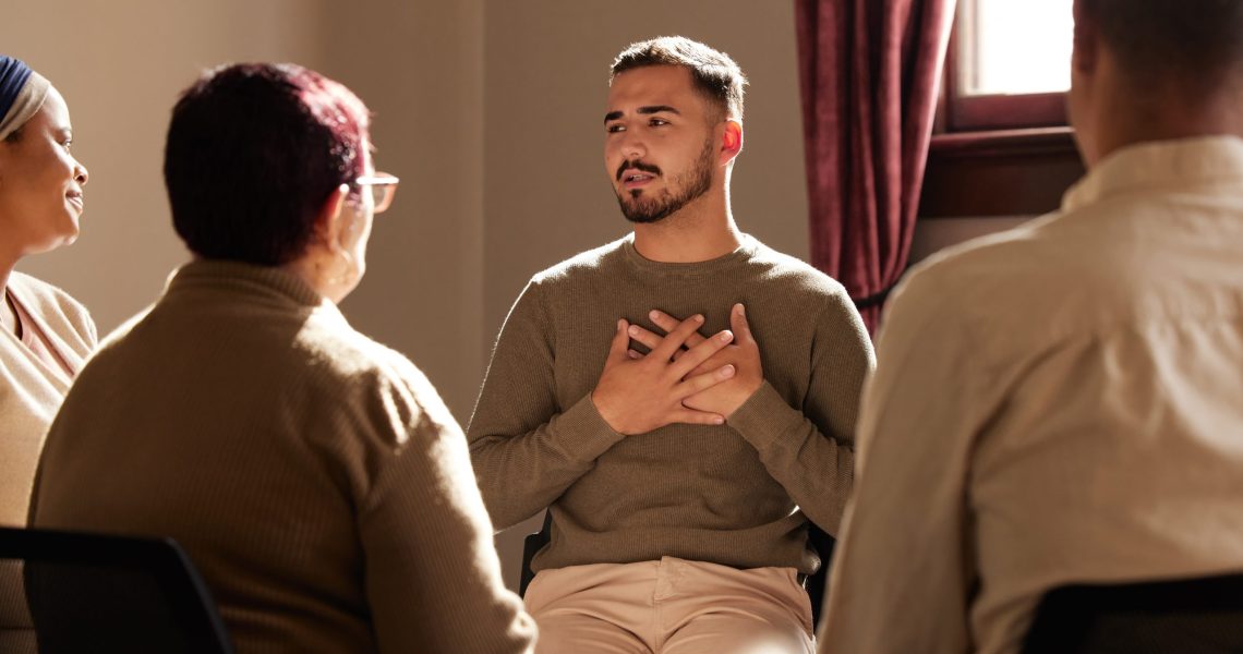 Support,,Trust,And,Man,Sharing,In,Group,Therapy,With,Understanding,