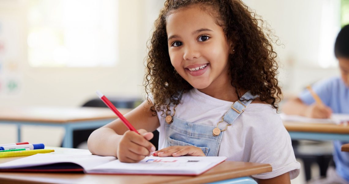 Learning,,Drawing,And,Portrait,Of,Girl,In,Classroom,Exam,,Education