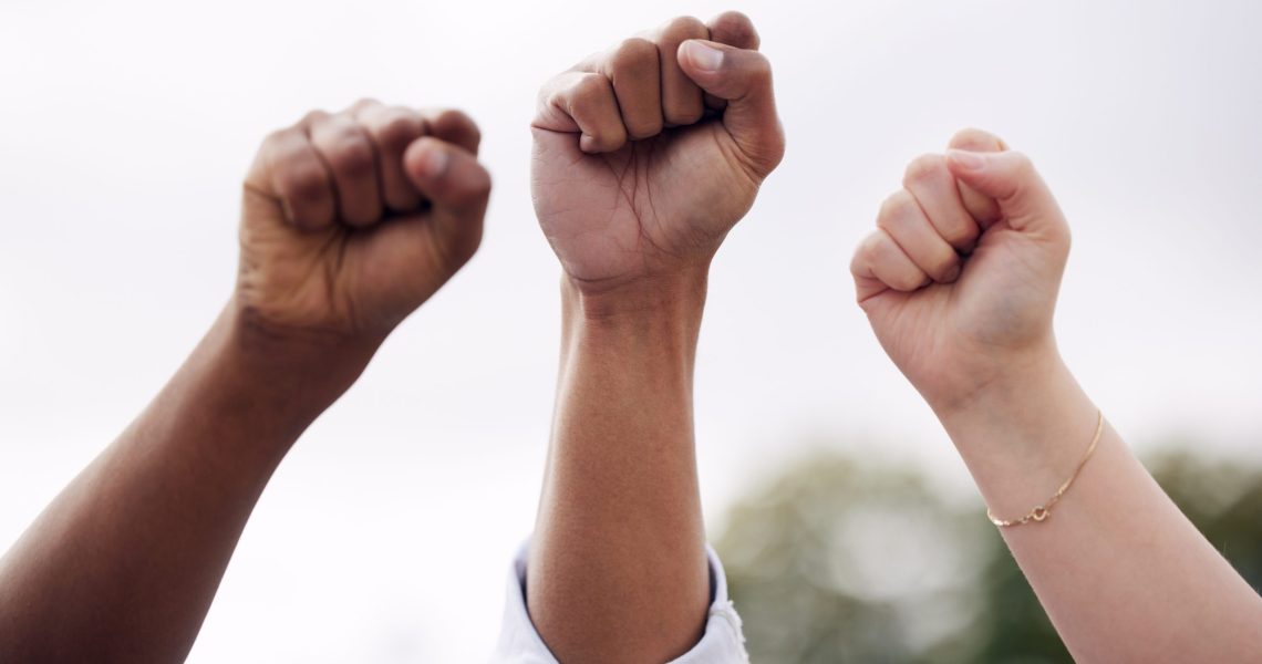 Anger,,Justice,And,Fists,Of,People,At,A,Protest,For