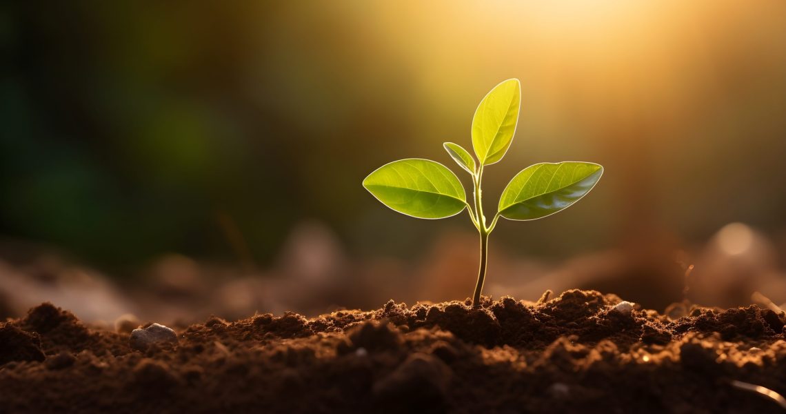 Young,Plant,Springing,Up,Out,Of,The,Soil