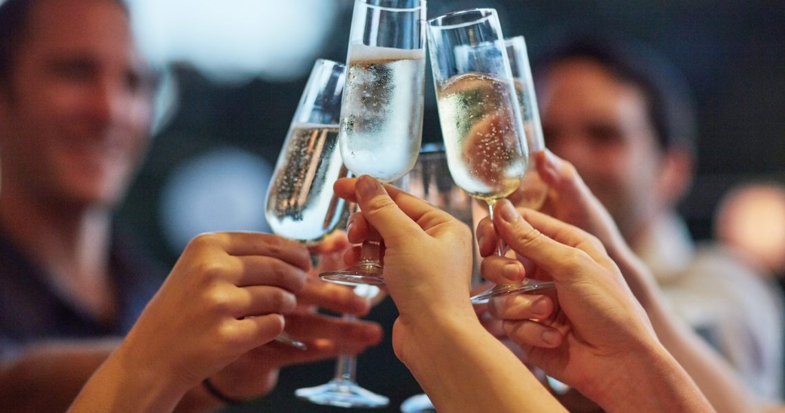 Bubbles,,Hands,And,Toast,With,Friends,Outdoor,For,Celebration,Or